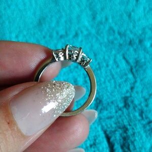 Sterling silver, three stone ring